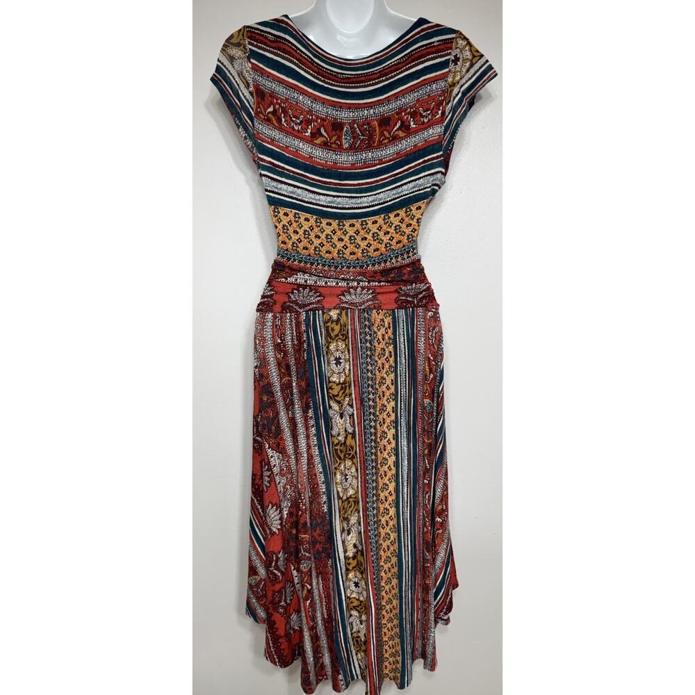 Anthropologie Maeve Tamera Surplice Dress Midi Fit Flare Women’s XS Sleeveless - Picture 5 of 10